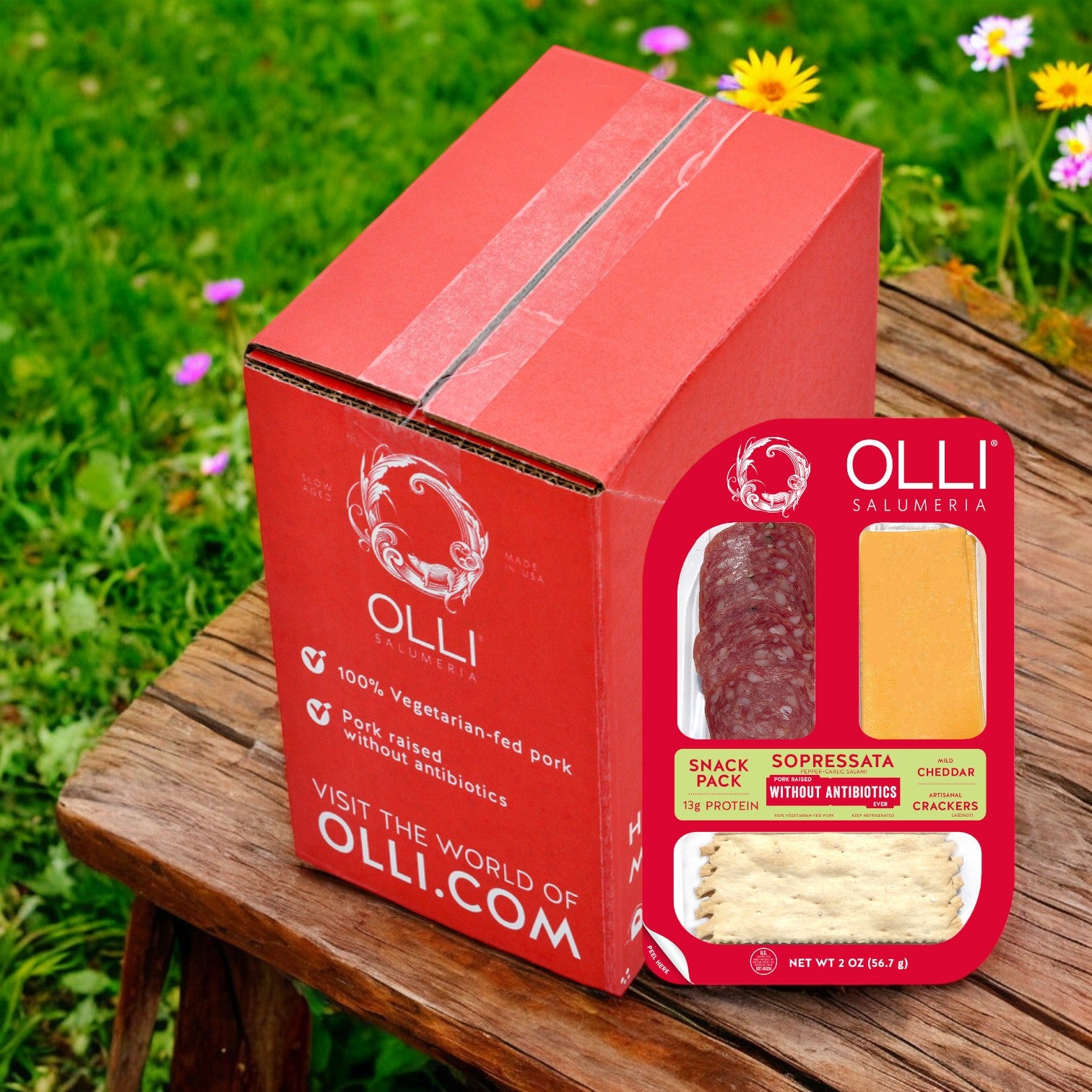 Olli Salumeria Salami Sopressata Cheddar Pack, 2 oz. - 1 Case, 10 Packs