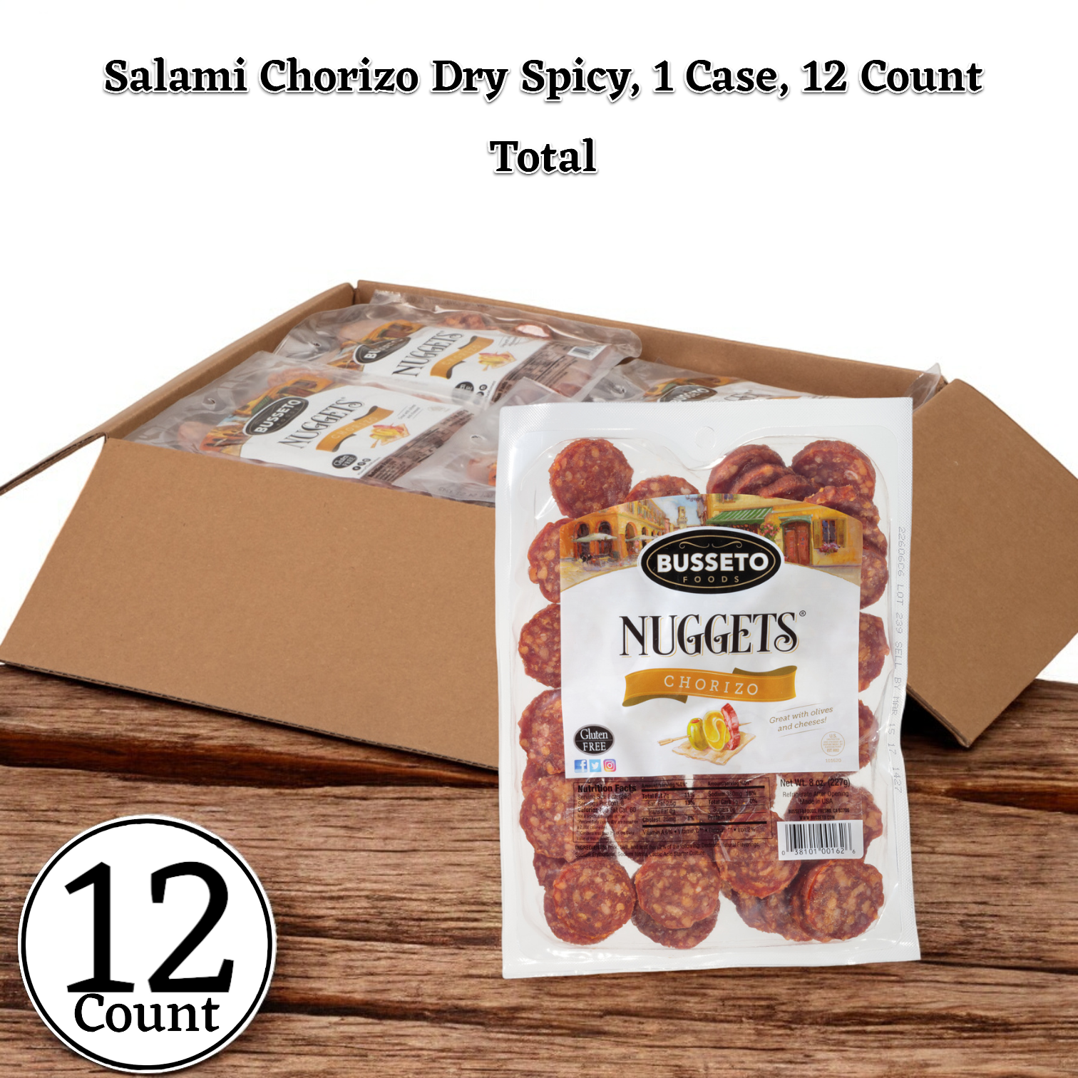 Busetto Salami Chorizo Dry Spicy, 8 oz. - 1 Case, 12 Count