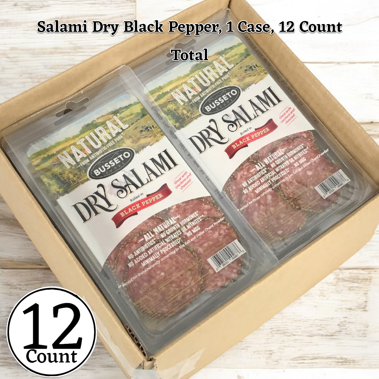 Busseto Salami Dry Black Pepper, 3 oz. - 1 Case, 12 Count