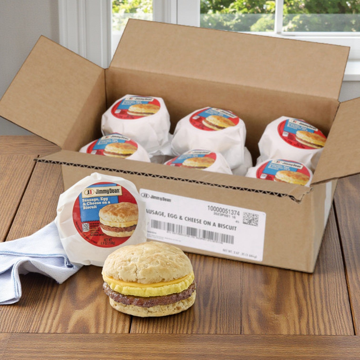 Jimmy Dean Biscuit Sandwiches with Egg, Cheese & Sausage – Individually Wrapped (12 × 4.9 oz)