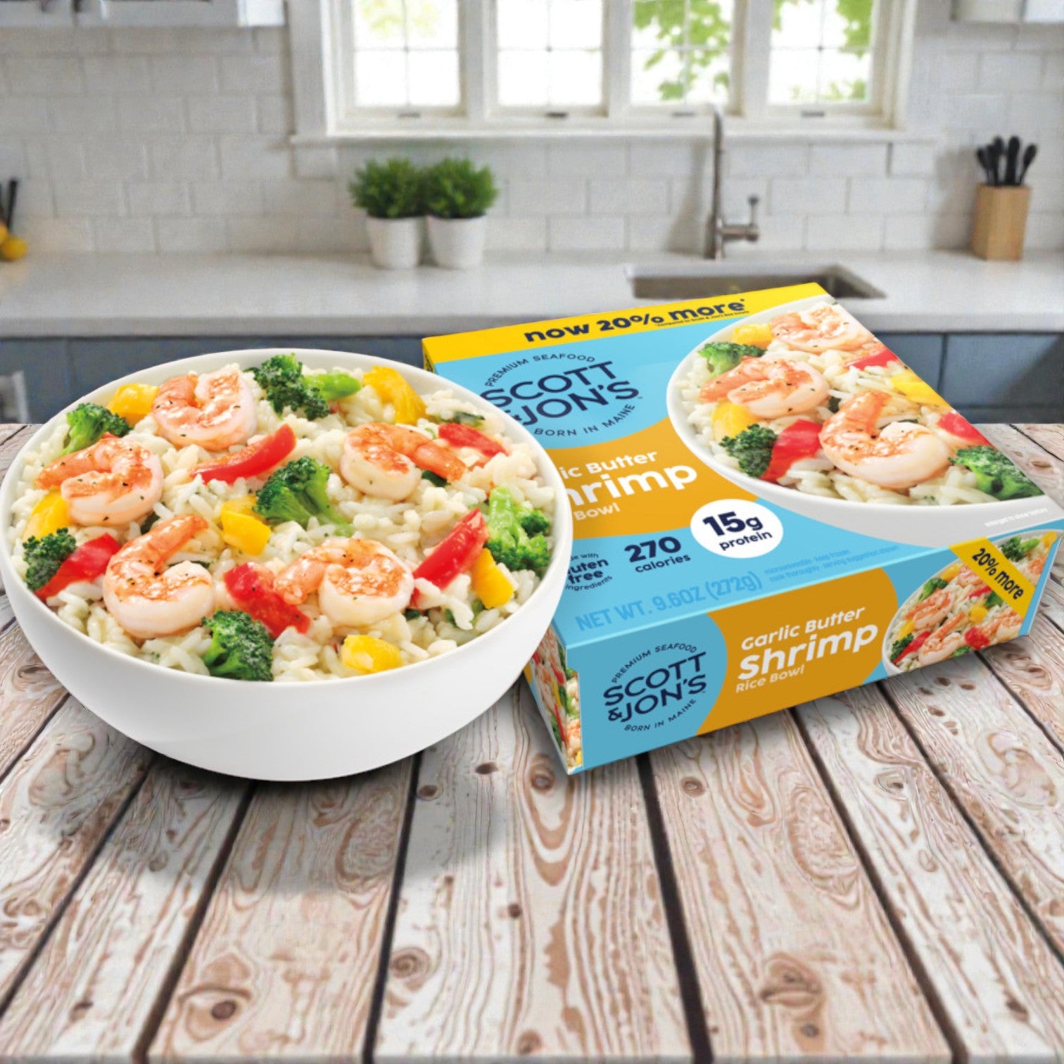 Scott & Jon’s Garlic Butter Shrimp Rice Bowl – Frozen Meal (9.6 oz)