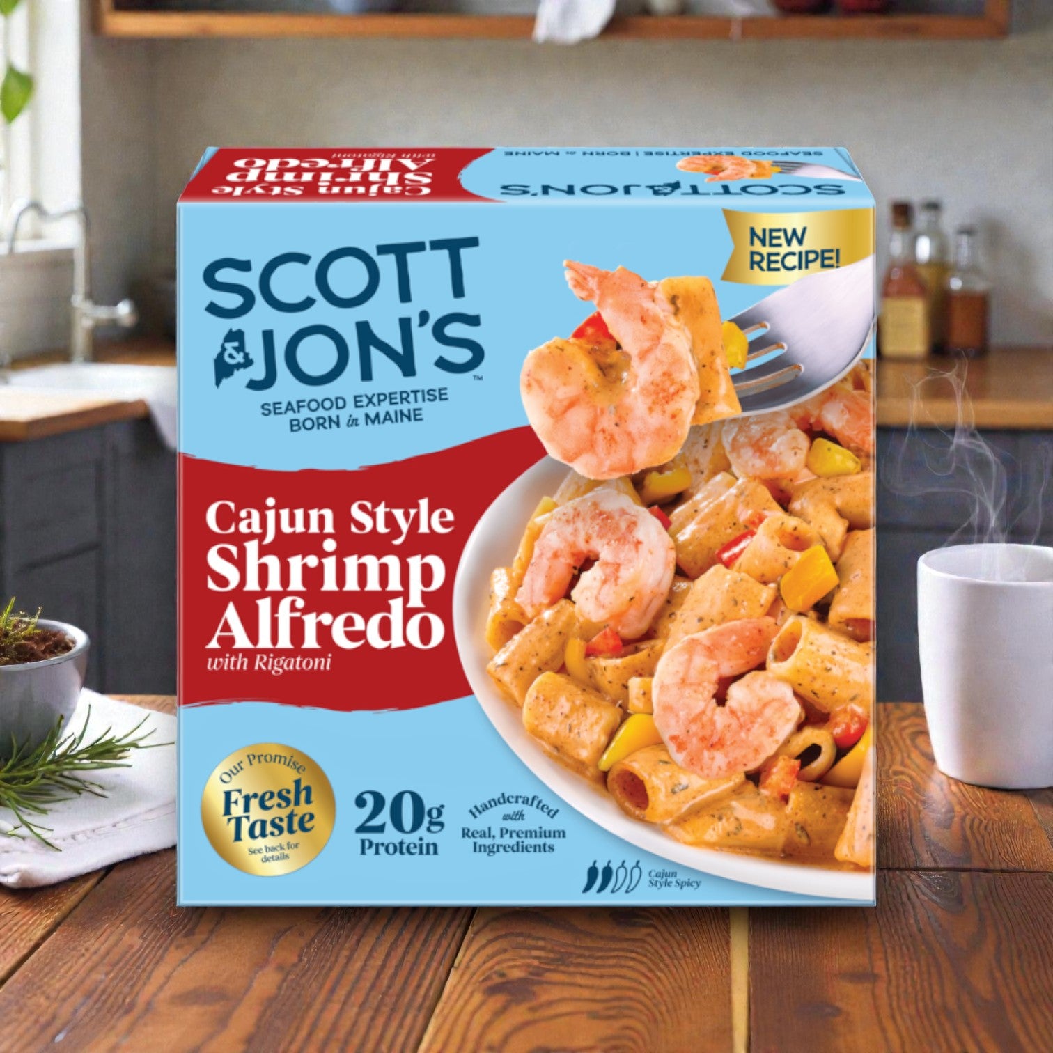 Scott & Jon’s Cajun-Style Shrimp Alfredo Pasta Bowl – Frozen Meal (9.6 oz)