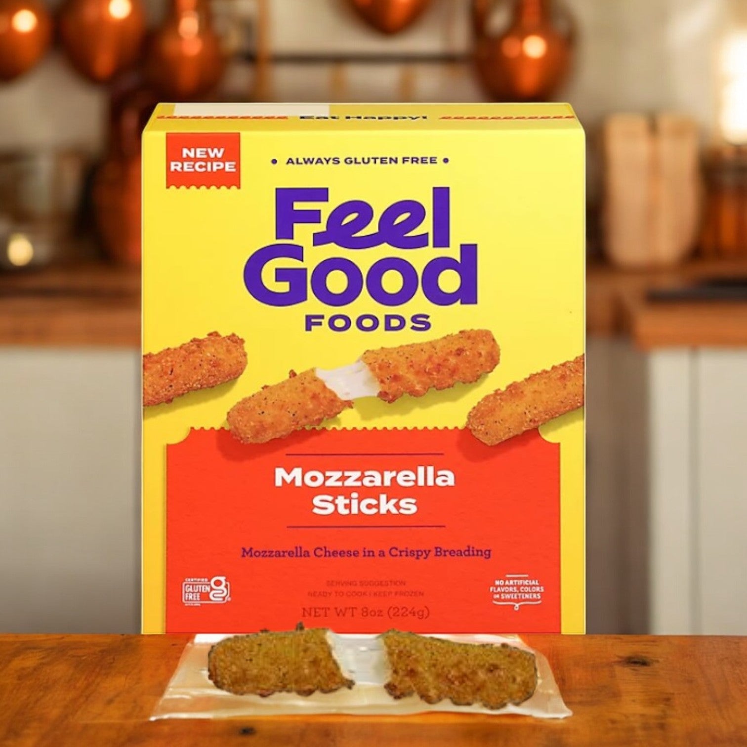 Feel Good Foods Gluten Free, Breaded Mozzarella Sticks, -1ct,-8oz.