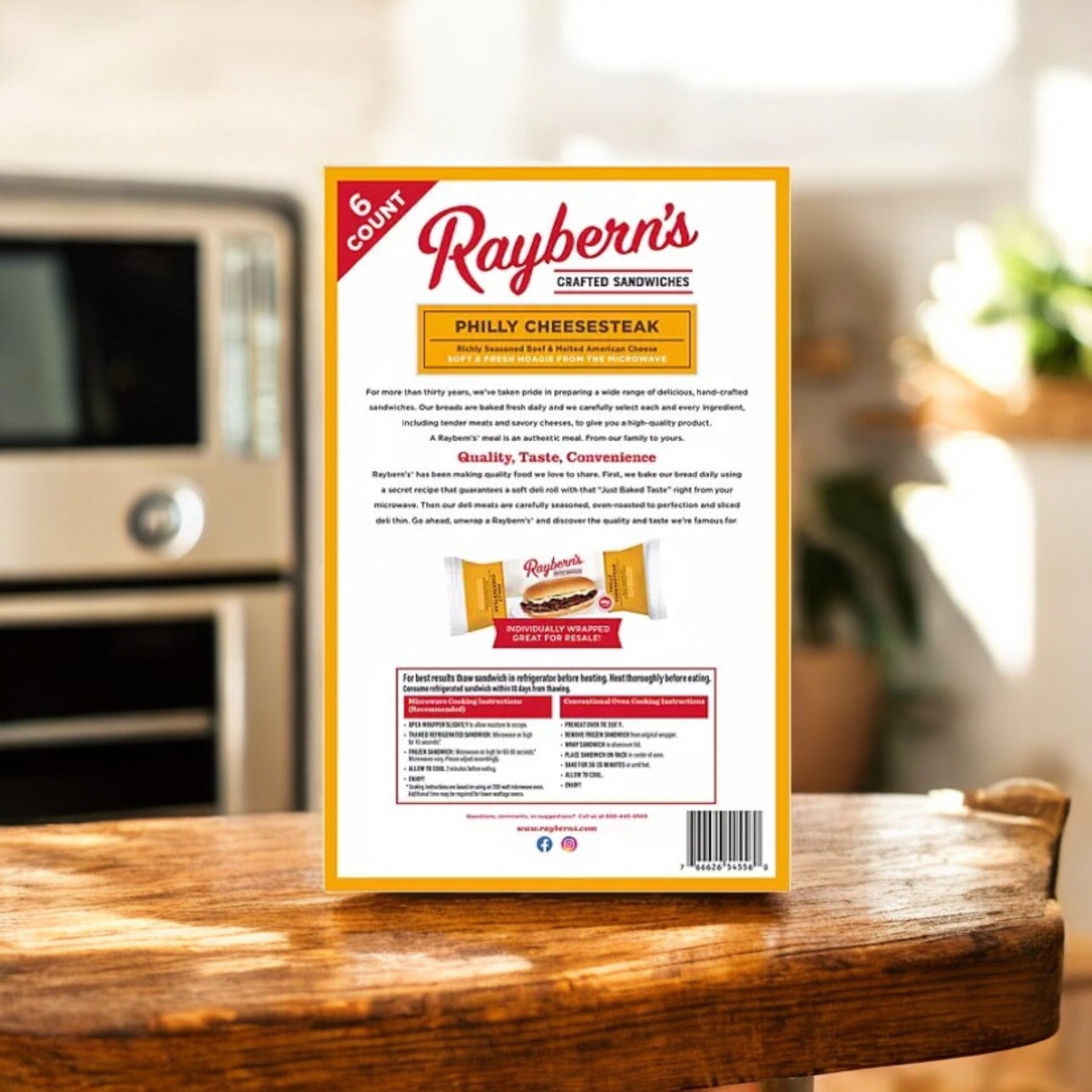Raybern's Philly Cheesesteak Crafted Sandwiches- Frozen- 6 count- 3 Packs
