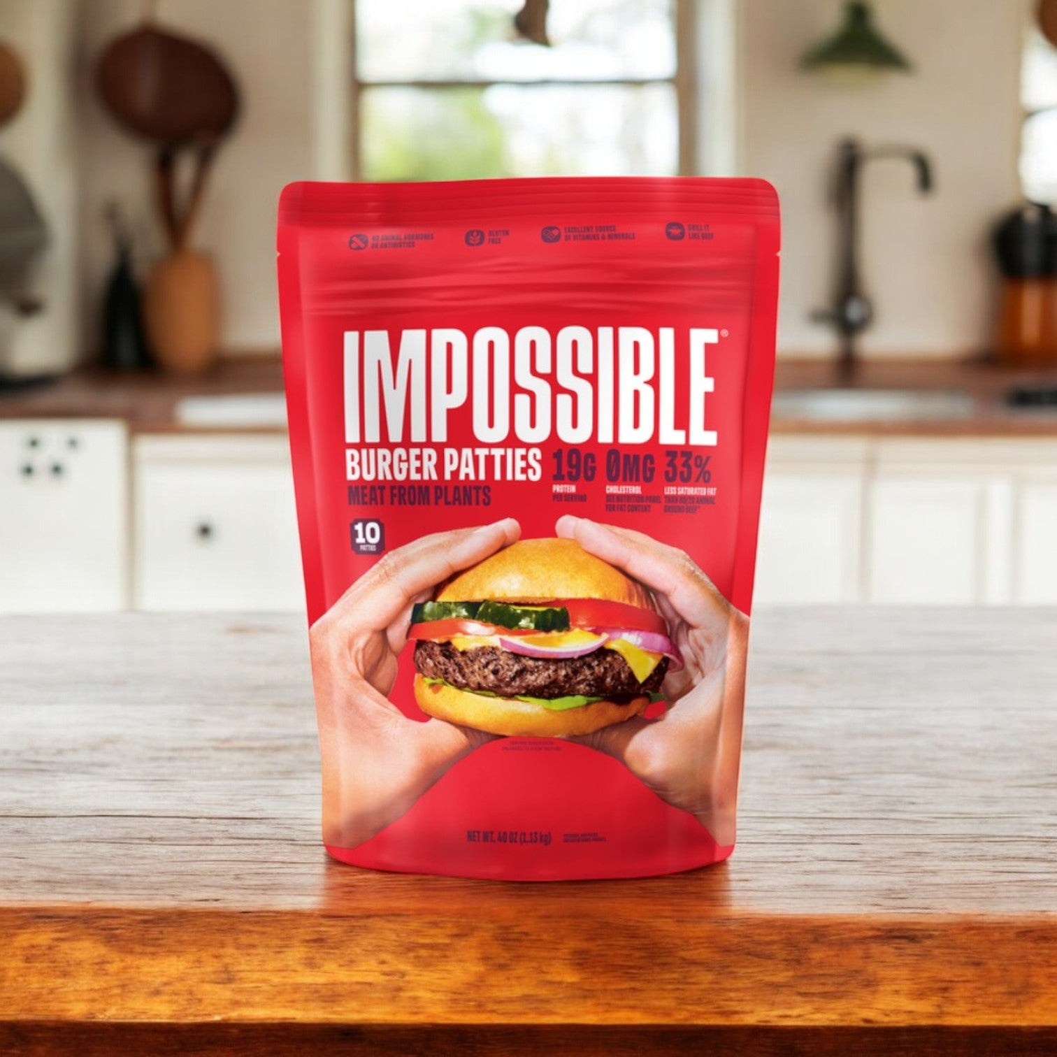 Impossible Burger Patties Made From Plants- 10 count- 3 Packs