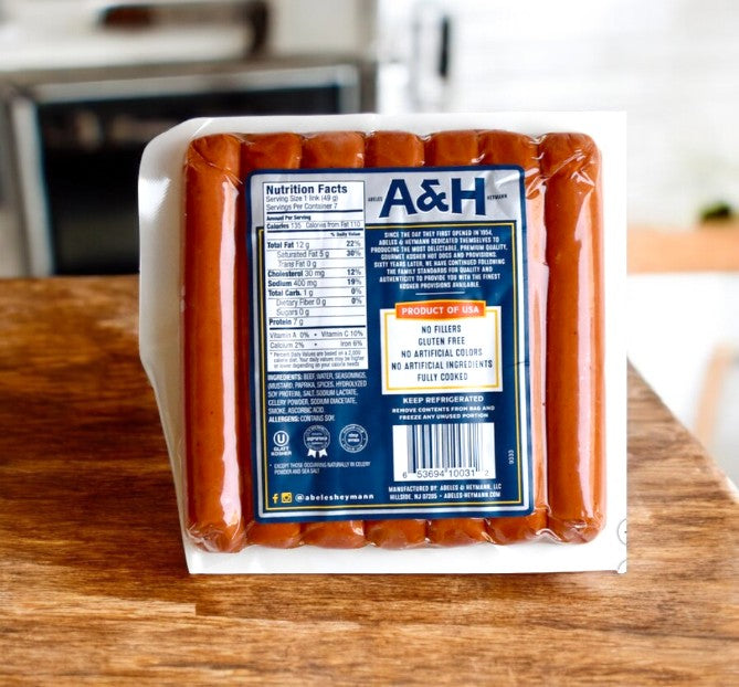 A & H All Beef Kosher Hot Dogs, 14 Oz- 3 Packs