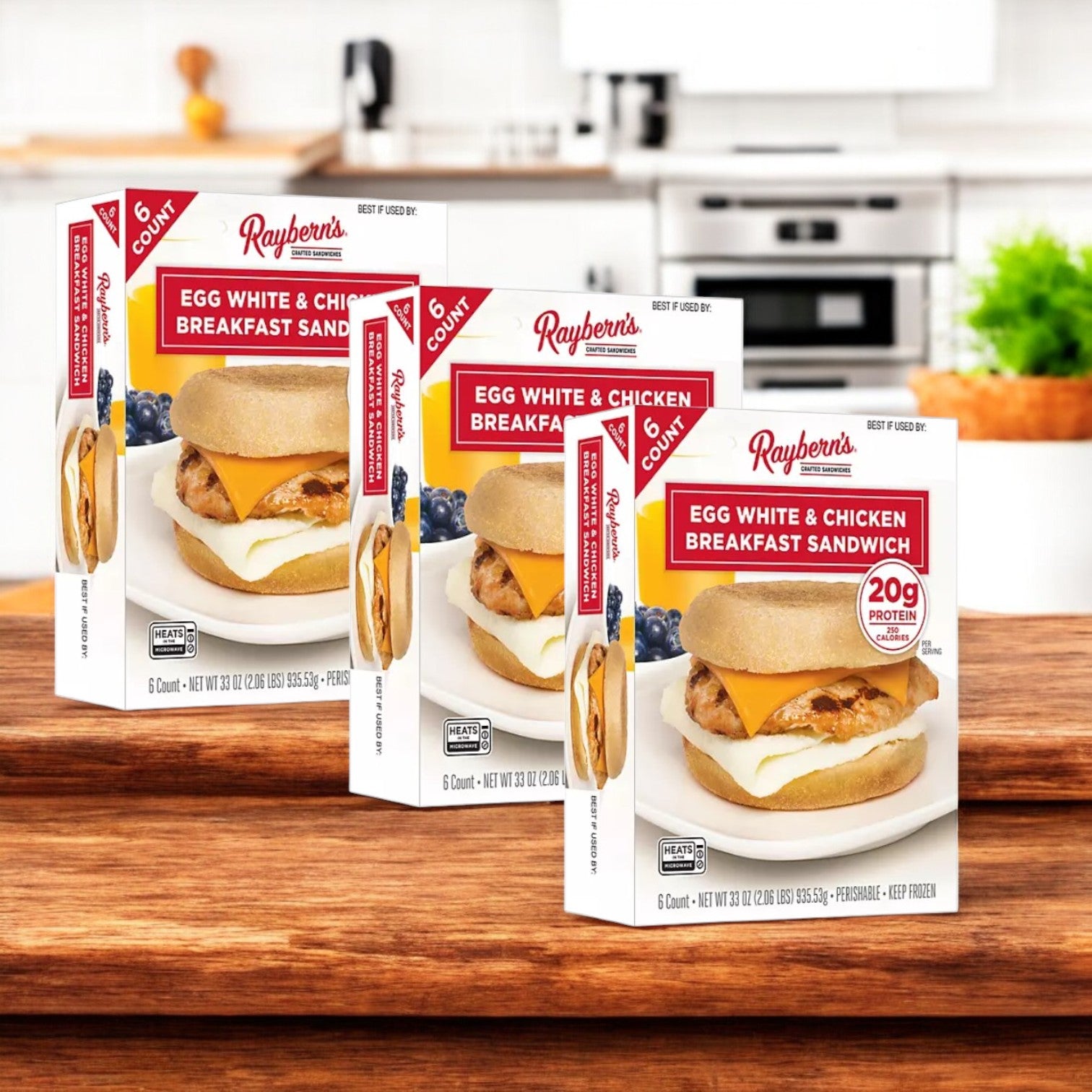 Raybern's Egg White and Chicken Breakfast Sandwich- 3 Packs