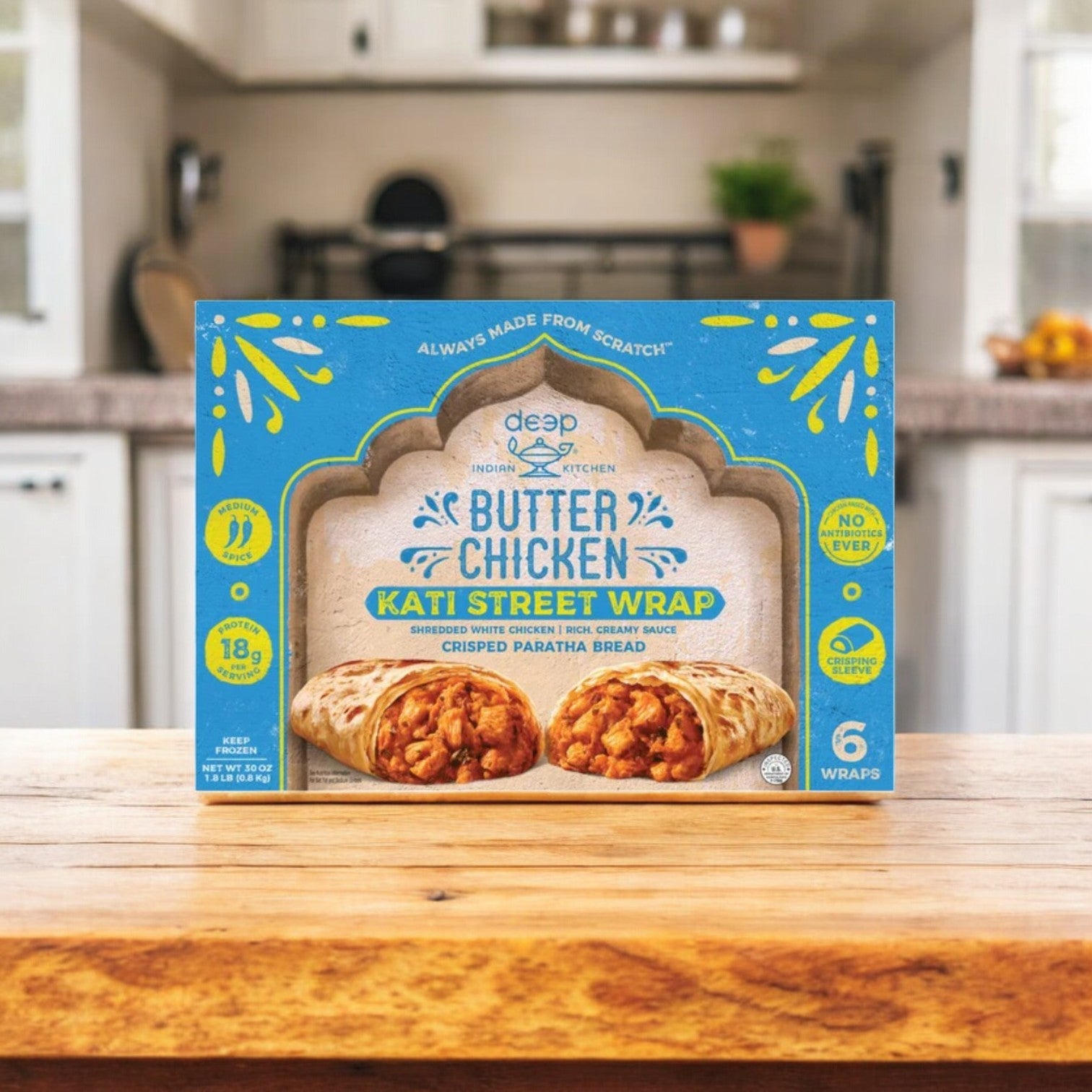 Deep Indian Kitchen Kati Street Wrap, Butter Chicken, 6 Count- 1 Case