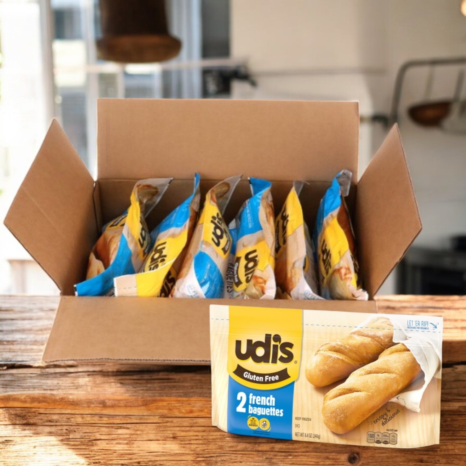 Udi's French Bread Baguette Gluten Free- 6 Pack-8.45 Oz- 1 Case