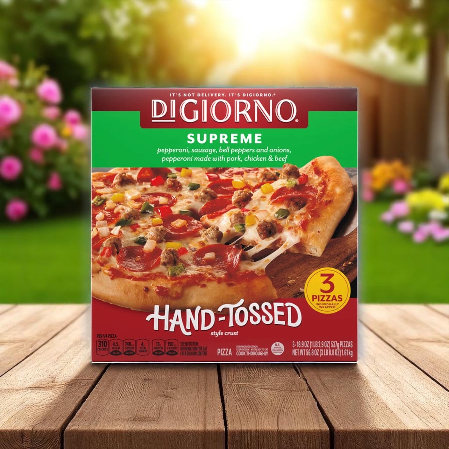 DiGiorno Pizza, Style Crust, Hand-Tossed, Supreme, 18.9 oz. 3 count