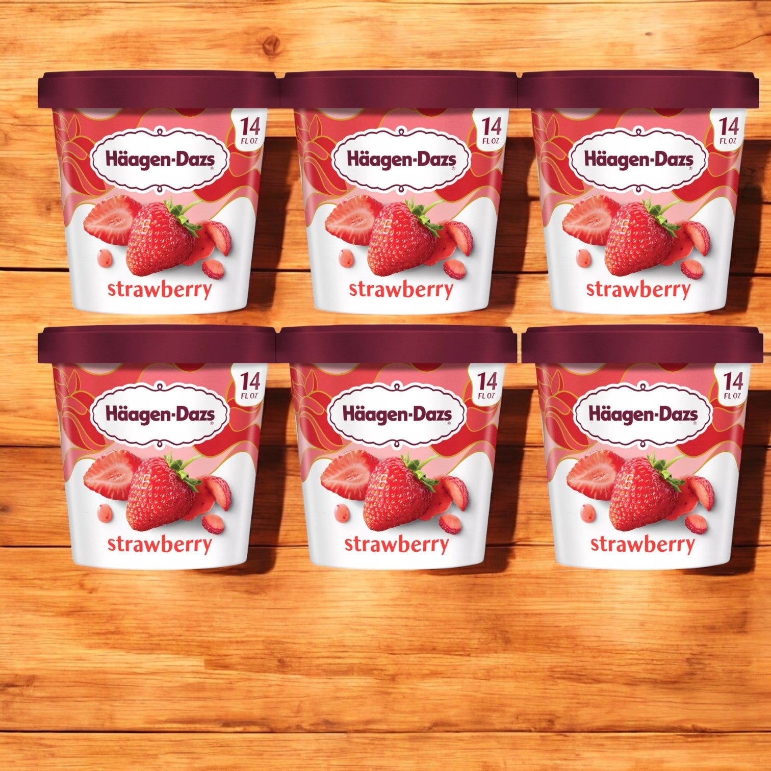 Haagen Dazs Ice Cream, Strawberry, 14 oz- 6 Cases