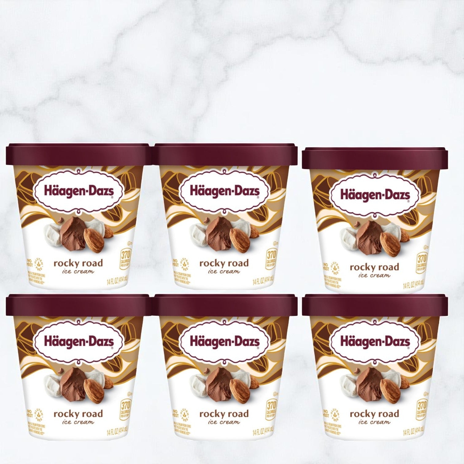 Haagen-Dazs Ice Cream Rocky Road- 14 FL Oz- 6 Pints