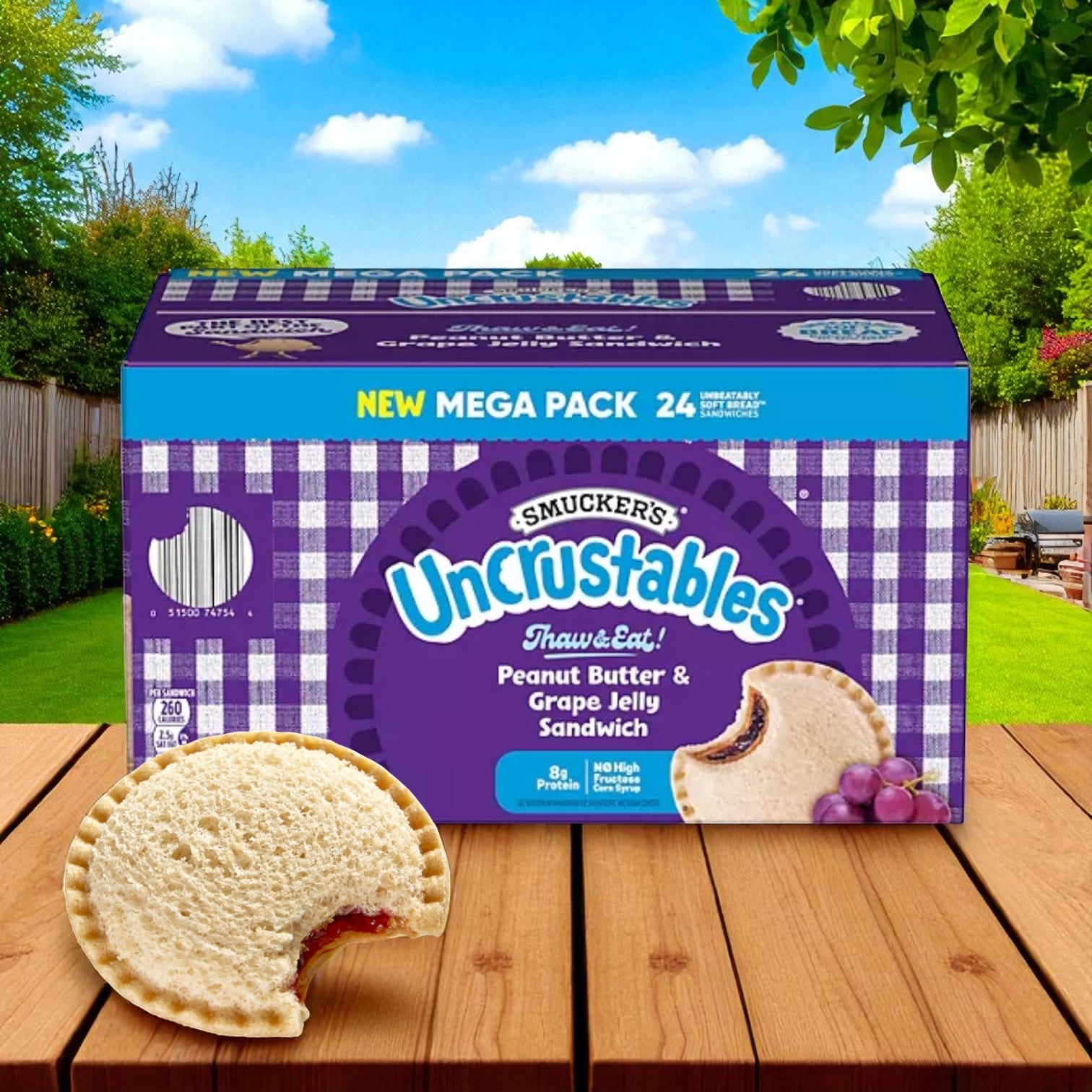 Smucker's Uncrustables Peanut Butter & Grape Jelly Sandwich, 24 Count - 1 Pack