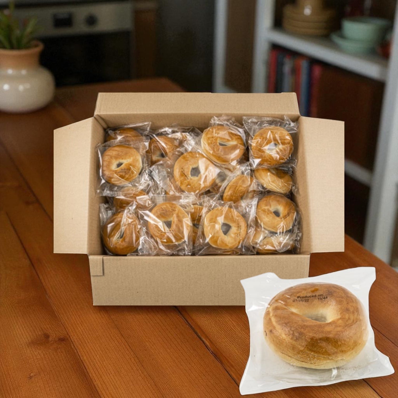 Bakers Source Bagel Plain Individually Wrapped Sliced 3 oz - 60 Count