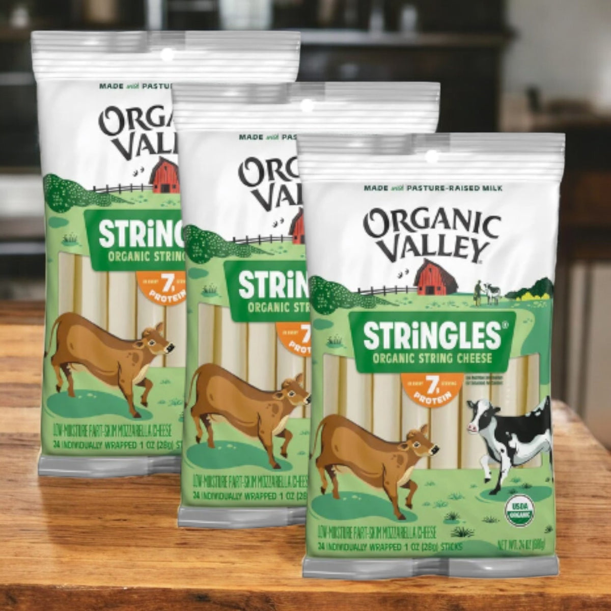 Plant Based String Cheese Organic Valley Stringles Organic String Cheese - 24 Sticks, 3 Bags