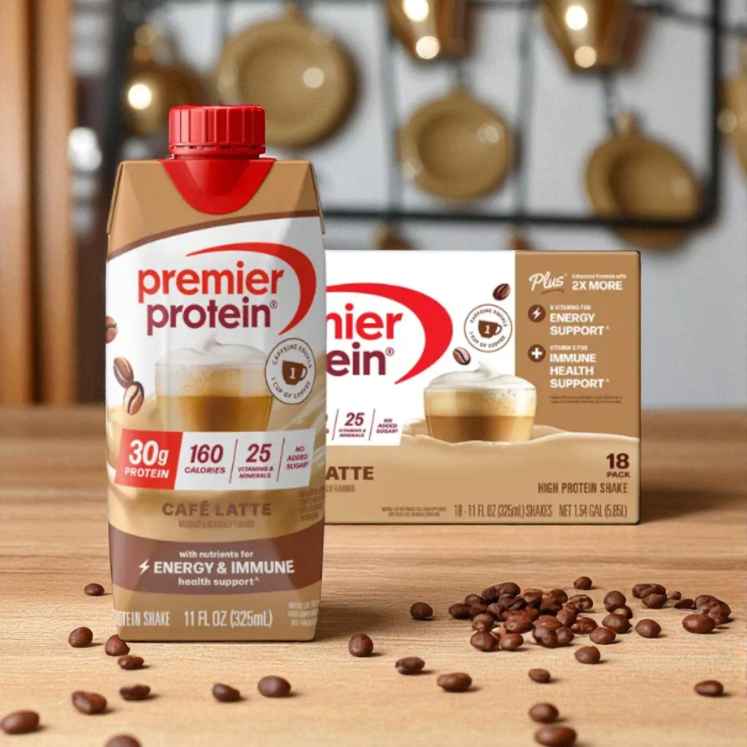 Premier 30g Protein Shakes 11 fl. oz, 18-pack, Cafe Latte