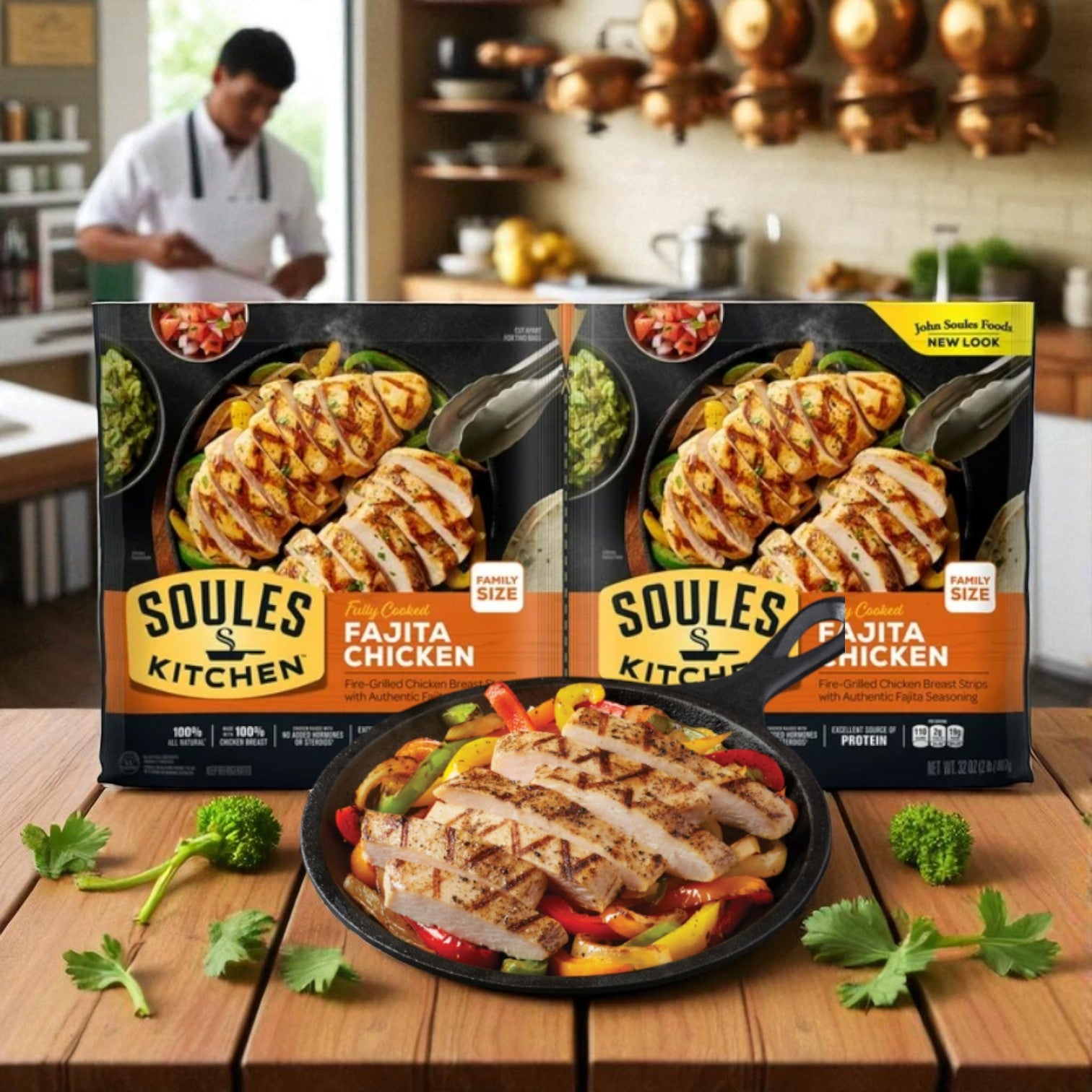 John Soules Chicken Breast Fajitas Strips, Frozen, 32 oz., 2 pk- 1 Case