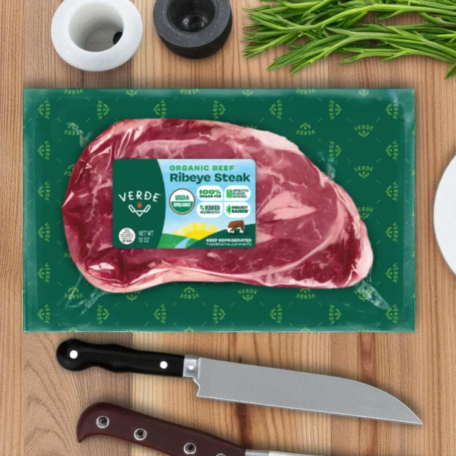 Verde Farms Organic, 100% Grass-Fed, Beef Ribeye Steak- 1 Pack