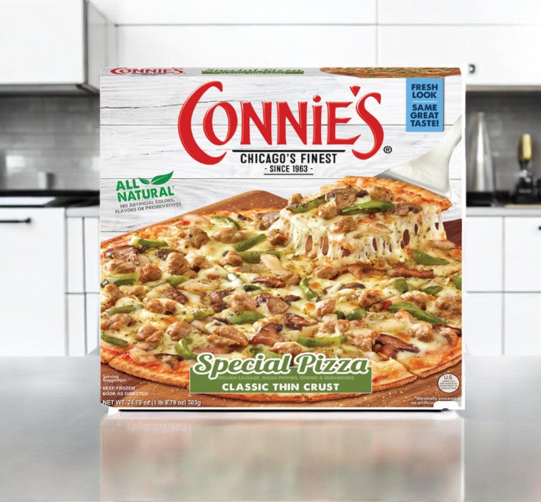 Connie's Pizza , Classic Thin Crust, Special-24.79 Oz- 1 Case
