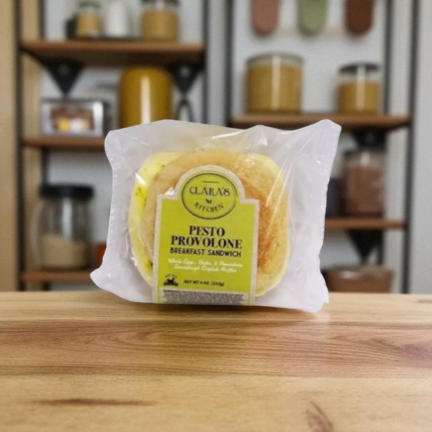 Clara's Kitchen Pesto Provolone Breakfast Sandwich -4 oz/ 12 Pack