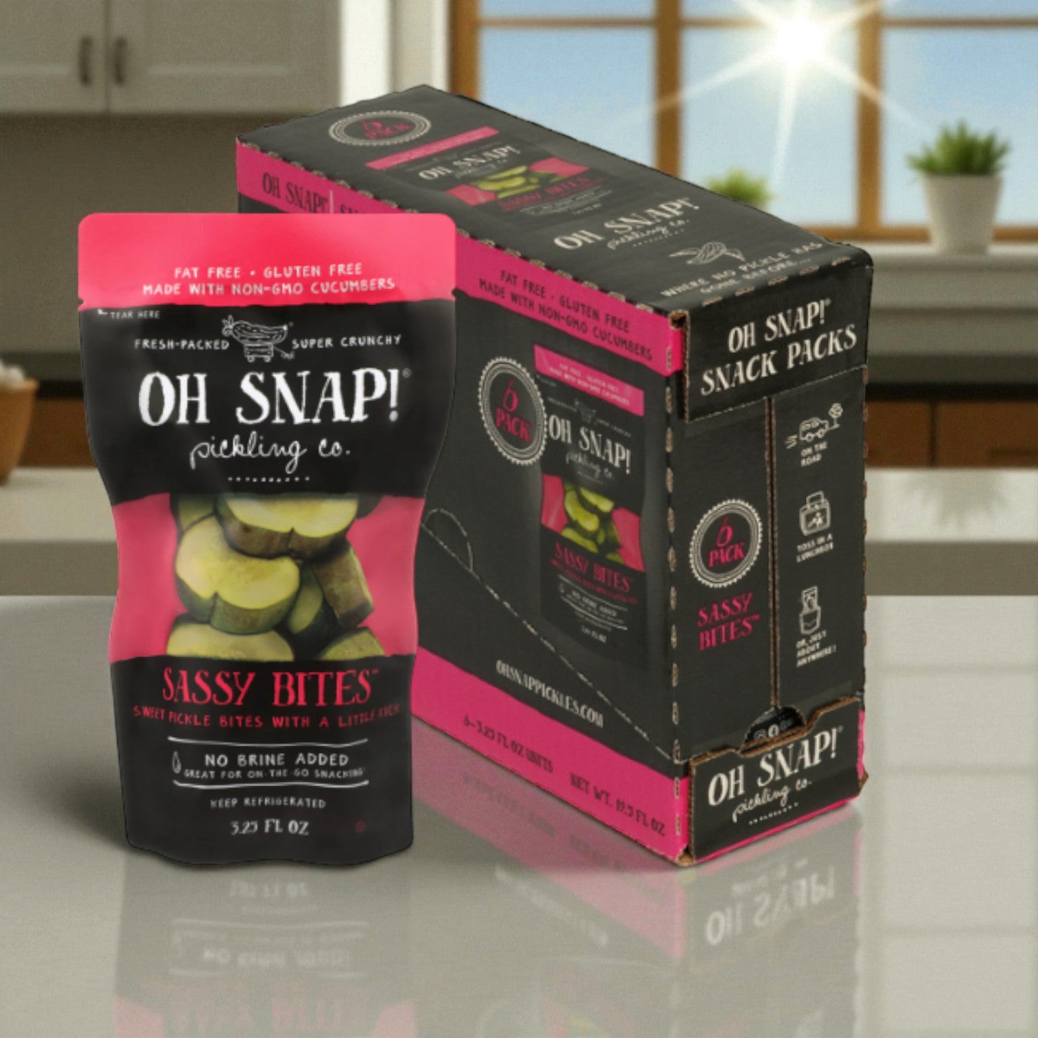 Oh Snap! Pickle Sassy Bites – 6 Packs (3.25 oz Each)