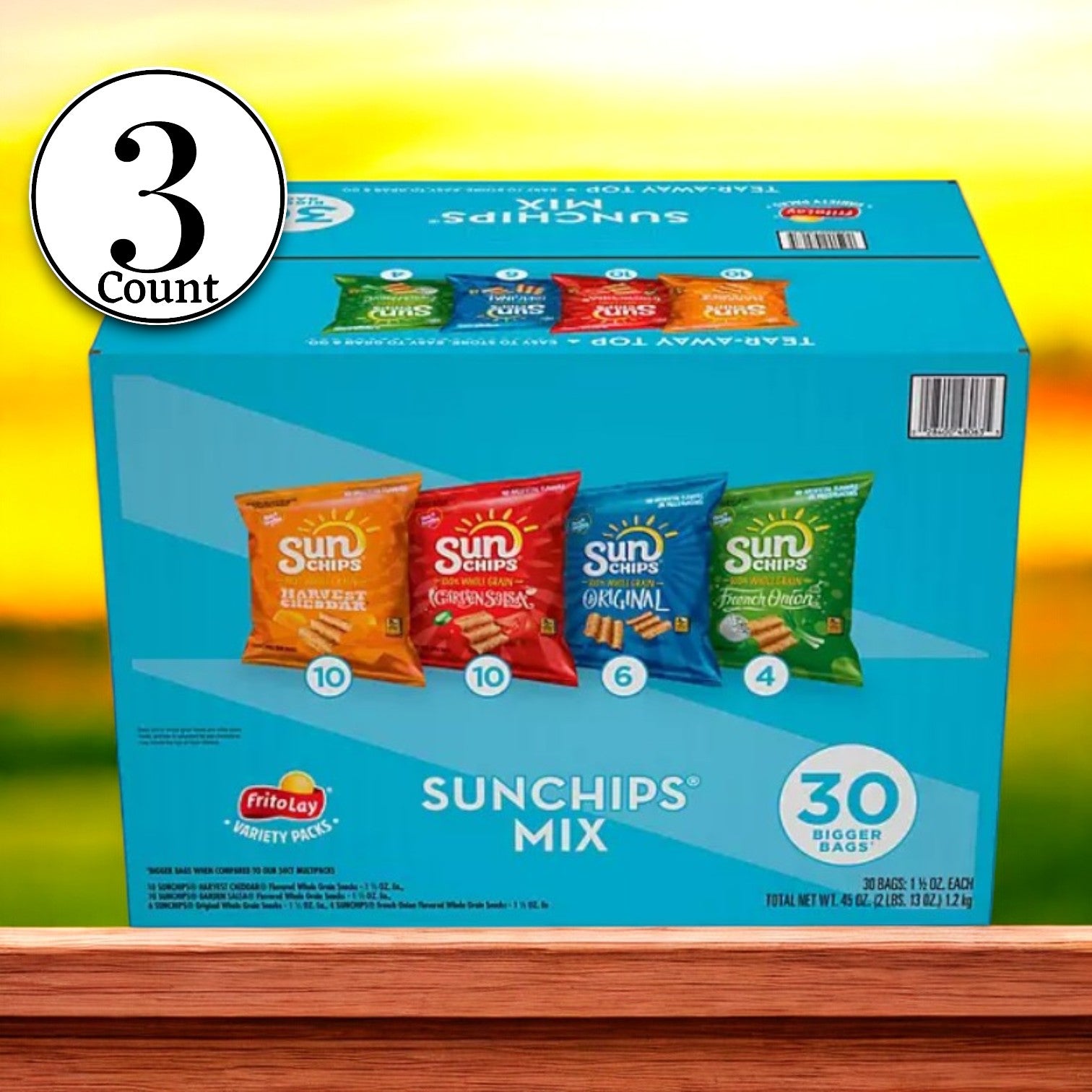 SunChips Variety Pack Whole Grain Chips, 30 pk. - 3 Box- 90 Total Bags of SunChips