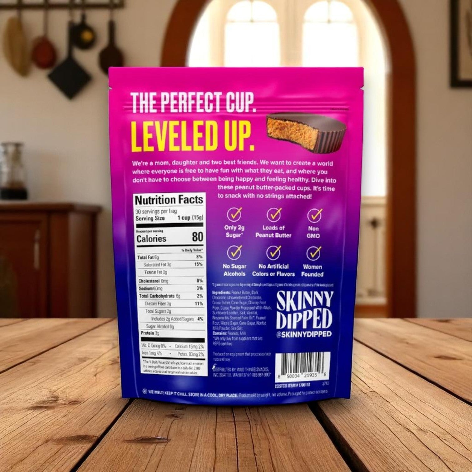 Skinny Dipped Cups – Dark Chocolate Peanut Butter, 30-Count Pack, 3 Packs Total (90 Cups)