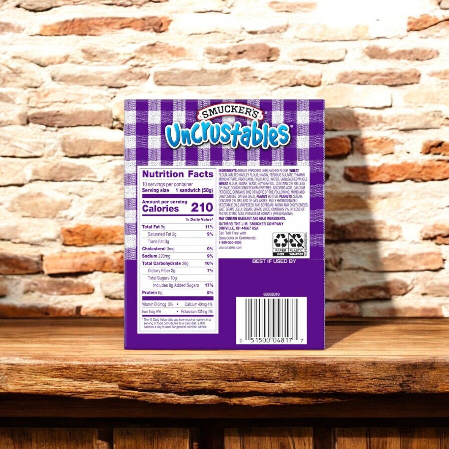 Smucker's Uncrustables Peanut Butter & Grape Jelly Sandwich, 10 Count - 1 Pack