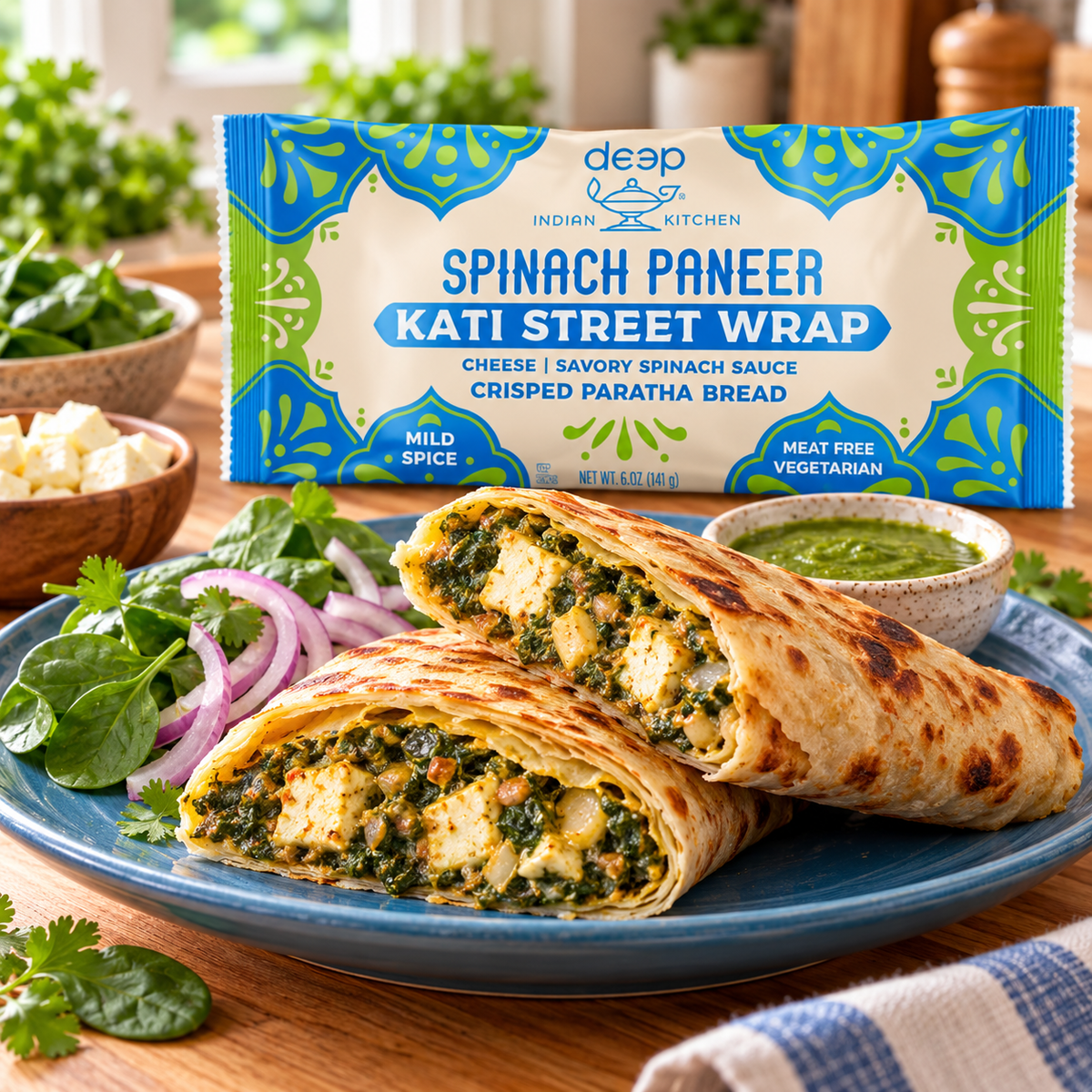 Deep Indian Kitchen Spinach Paneer Kati Street Wrap – 5 oz