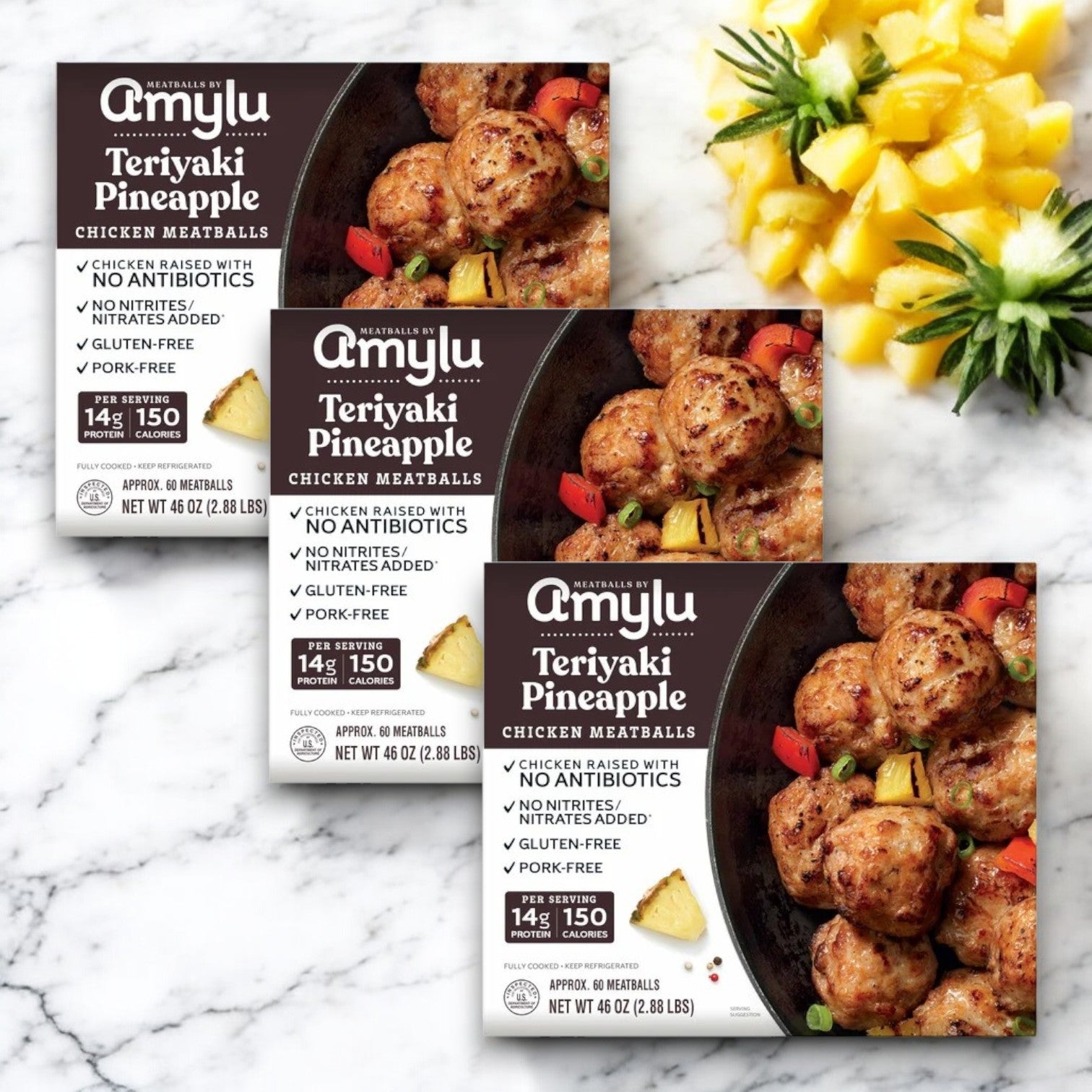 Amylu Teriyaki Pineapple Chicken Meatballs – 46 oz -3 Packs