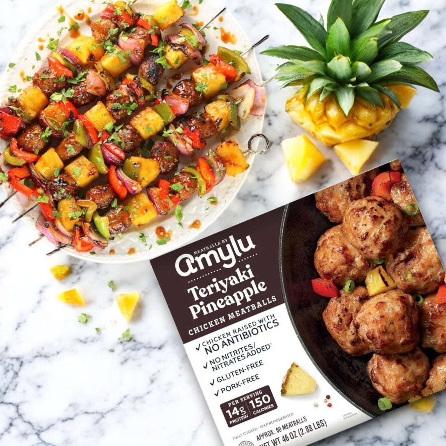 Amylu Teriyaki Pineapple Chicken Meatballs – 46 oz -3 Packs