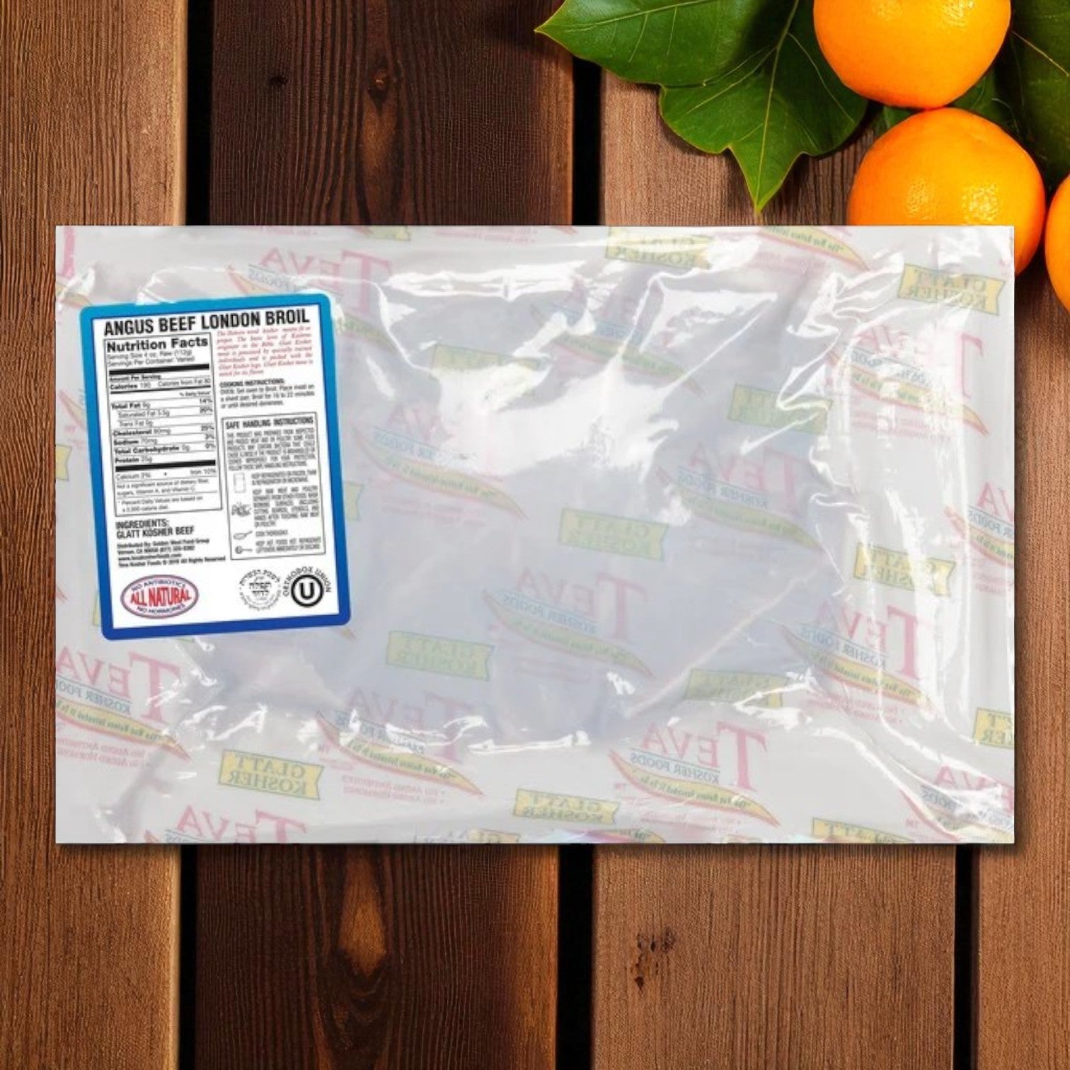Teva Kosher Foods Glatt Kosher Angus Beef London Broil – Approx. 2.26 lbs