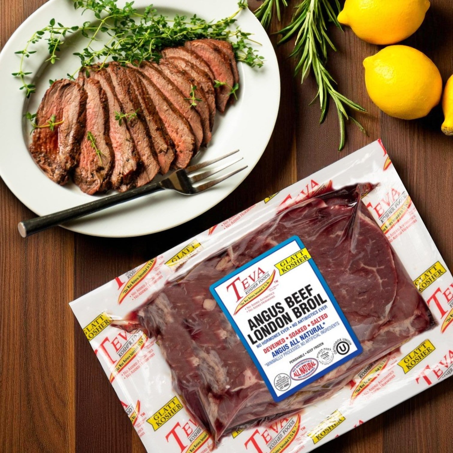 Teva Kosher Foods Glatt Kosher Angus Beef London Broil – 3 Pack, About 2.26 lbs Each
