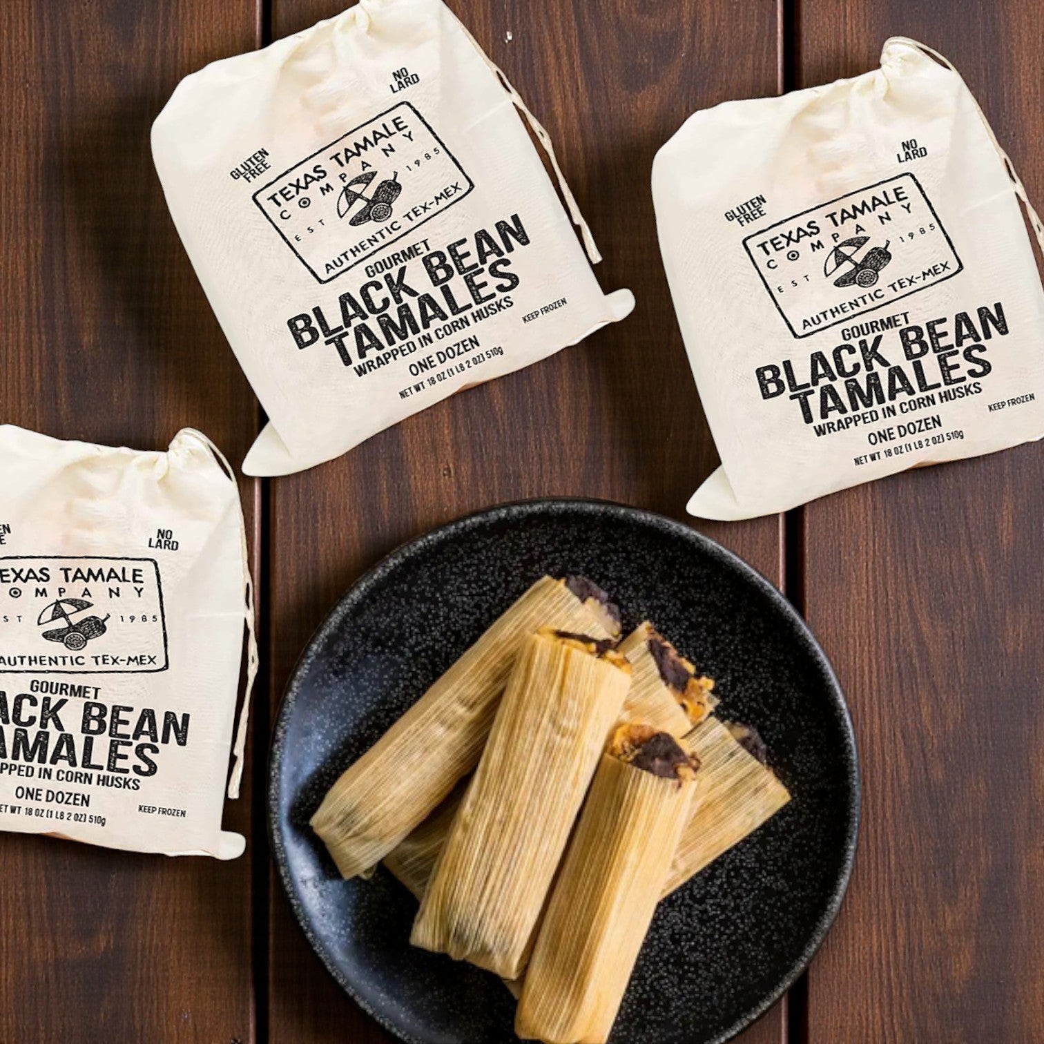 Texas Tamale Company Black Bean Tamales – 12 Count (3 Packs)