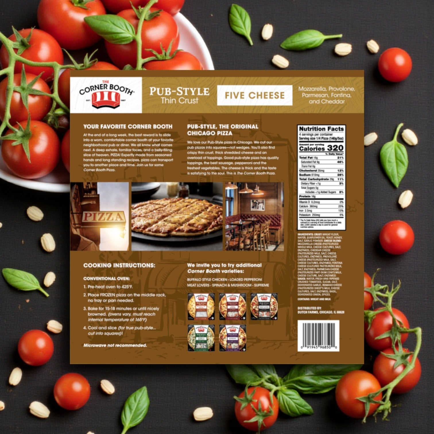 The Corner Booth Pub-Style Thin Crust Five Cheese Pizza – 19.75 oz