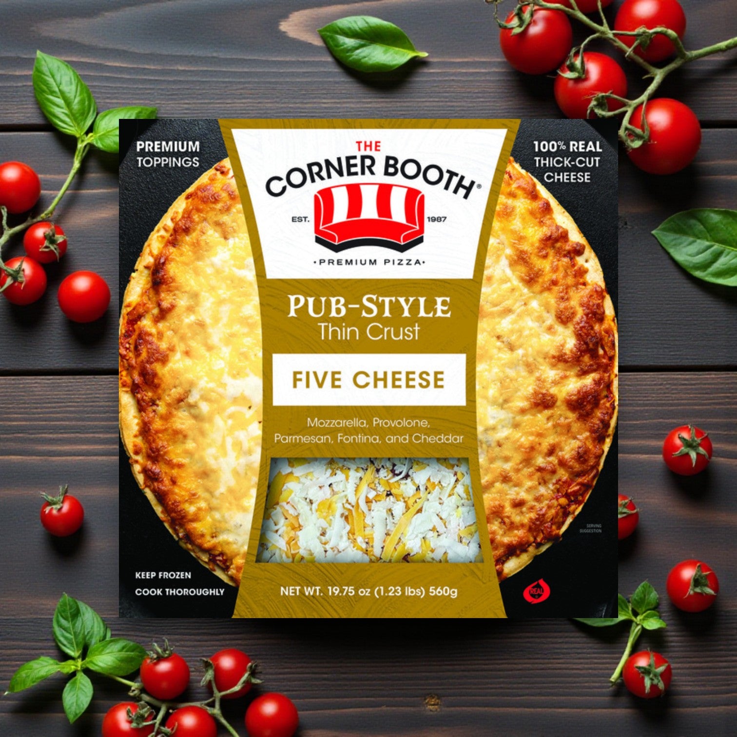 The Corner Booth Pub-Style Thin Crust Five Cheese Pizza – 19.75 oz