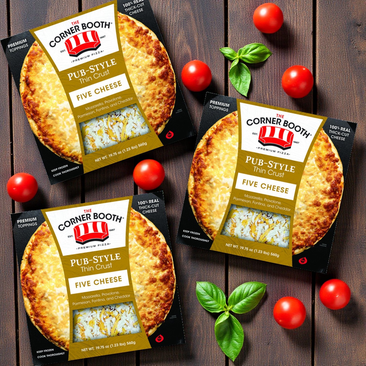 The Corner Booth Pub-Style Thin Crust Five Cheese Pizza – 19.75 oz (3 Pack)