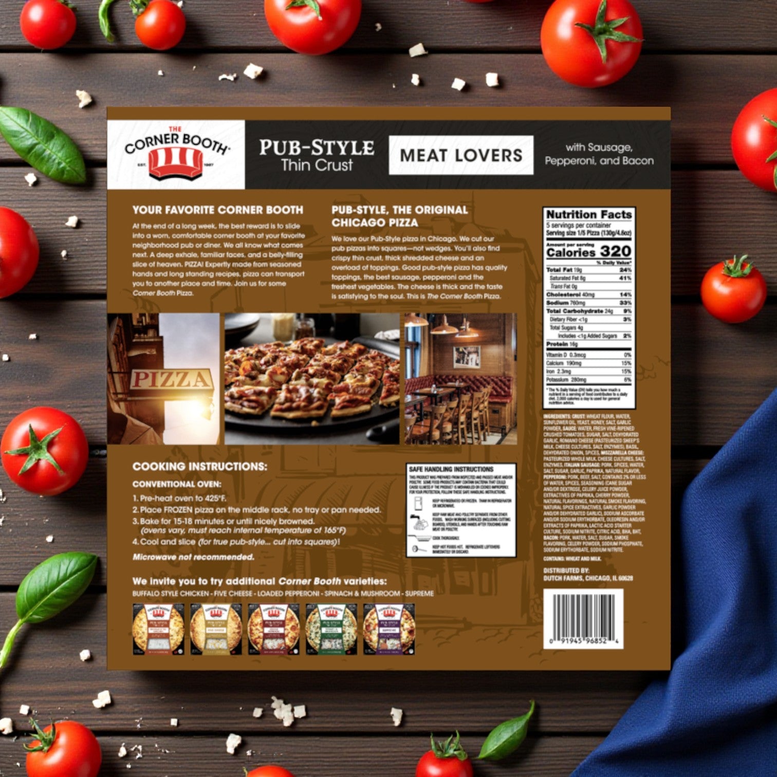 The Corner Booth Pub-Style Thin Crust Meat Lovers Pizza – 23 oz