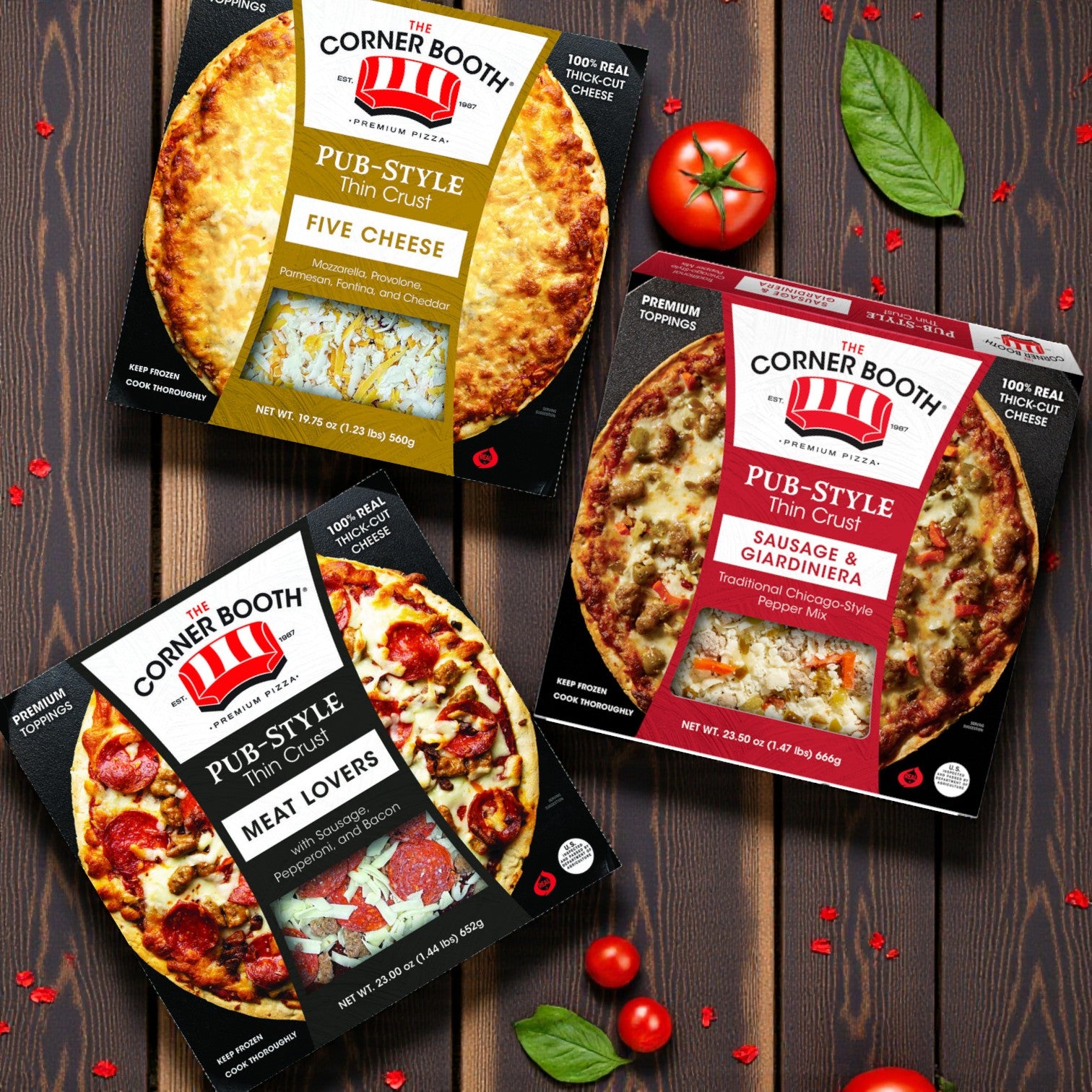 The Corner Booth Pub-Style Thin Crust Pizza Combo – 3 Pack Variety