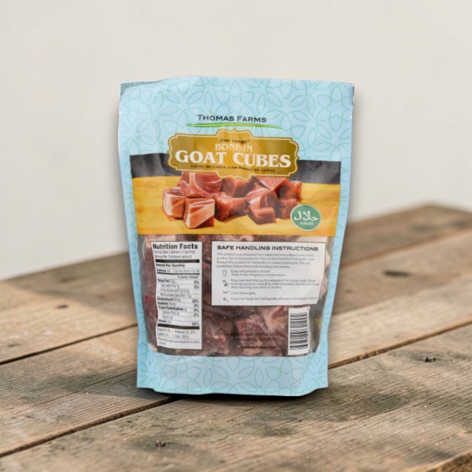 Thomas Farms Bone-In Goat Cubes – 3 Pack (32 oz Each)