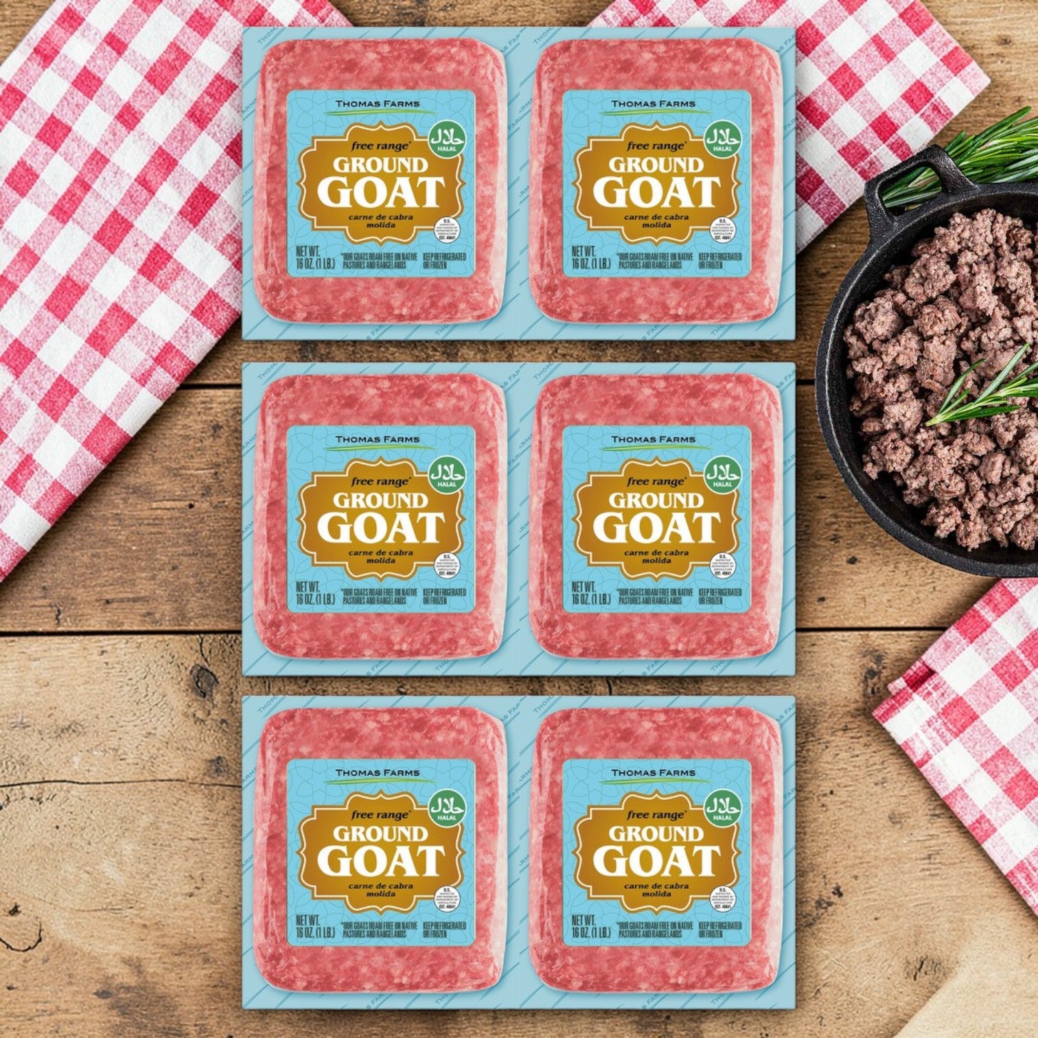 Thomas Farms Halal Ground Goat – 3 Pack (6 lb Total)