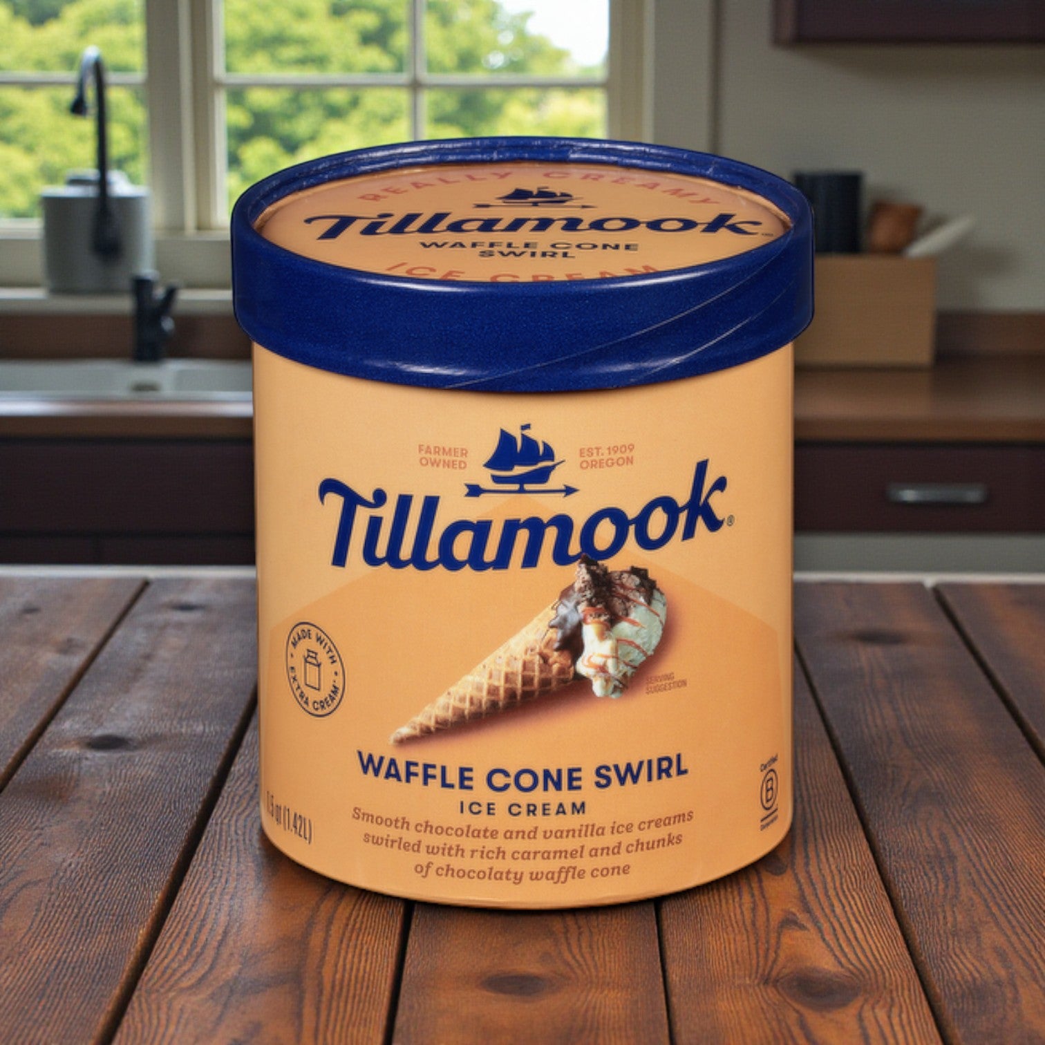 Tillamook Waffle Cone Swirl Ice Cream – 48 fl oz