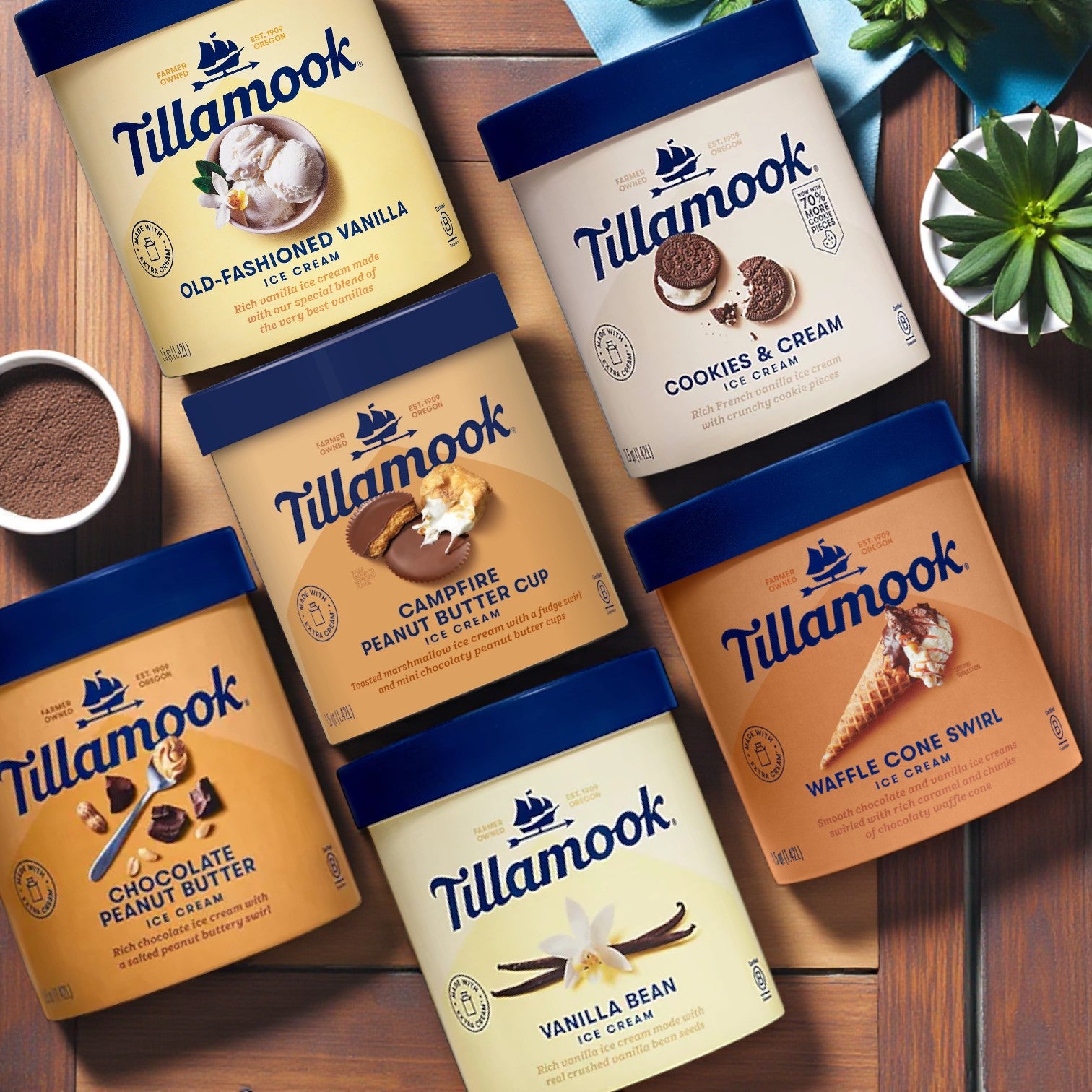Tillamook Ice Cream Variety Pack – 6 Cartons (48 fl oz Each)
