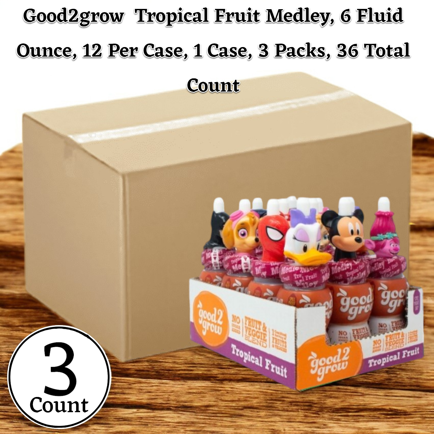 Good2grow Single Serve Tropical Fruit Medley Juice, 6 Fluid Ounce, 1 Case, 3 Packs, 36 Total Count