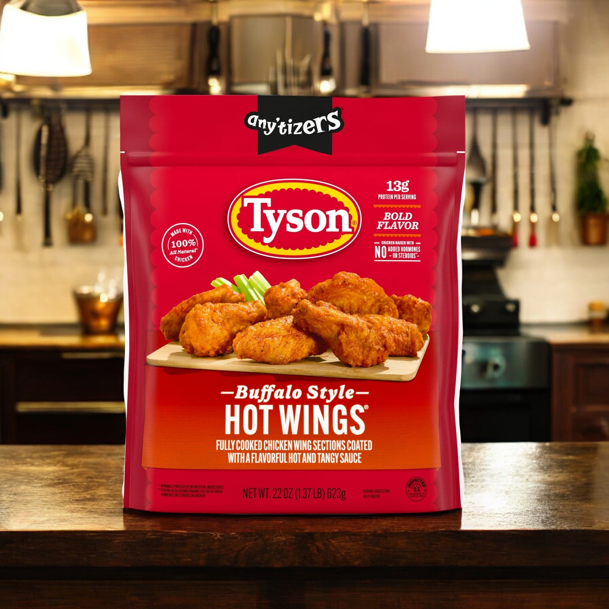 Tyson Any’tizers Frozen Bone-In Buffalo Style Hot Wings Bag-1 Count