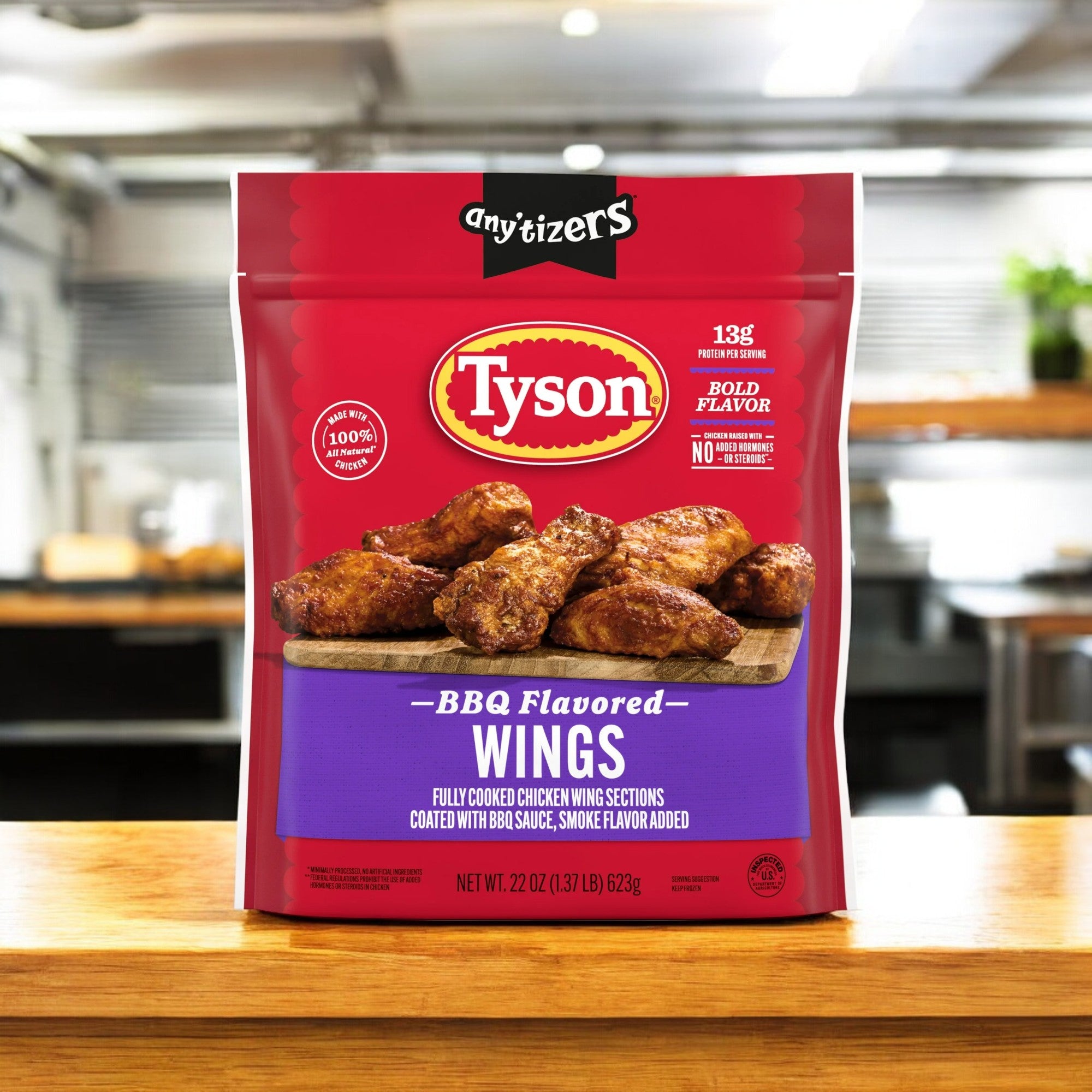 Tyson Any'tizers BBQ Flavored Chicken Wings, 1.37 lb, 1 Count