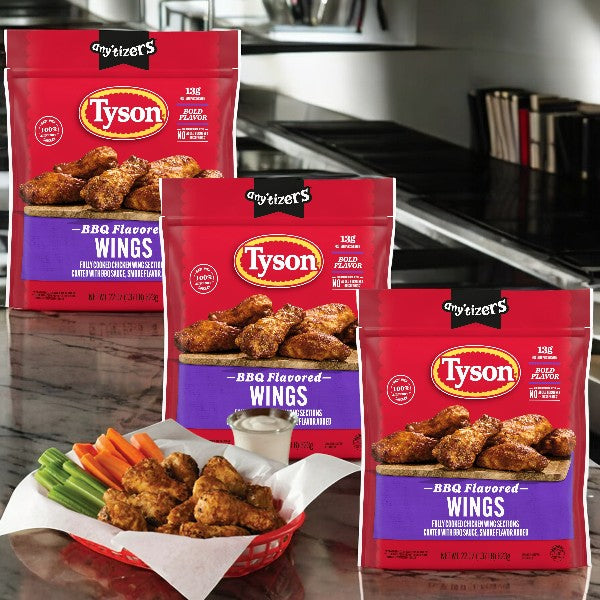 Tyson Any'tizers BBQ Flavored Chicken Wings, 1.37 lb, 3 Count