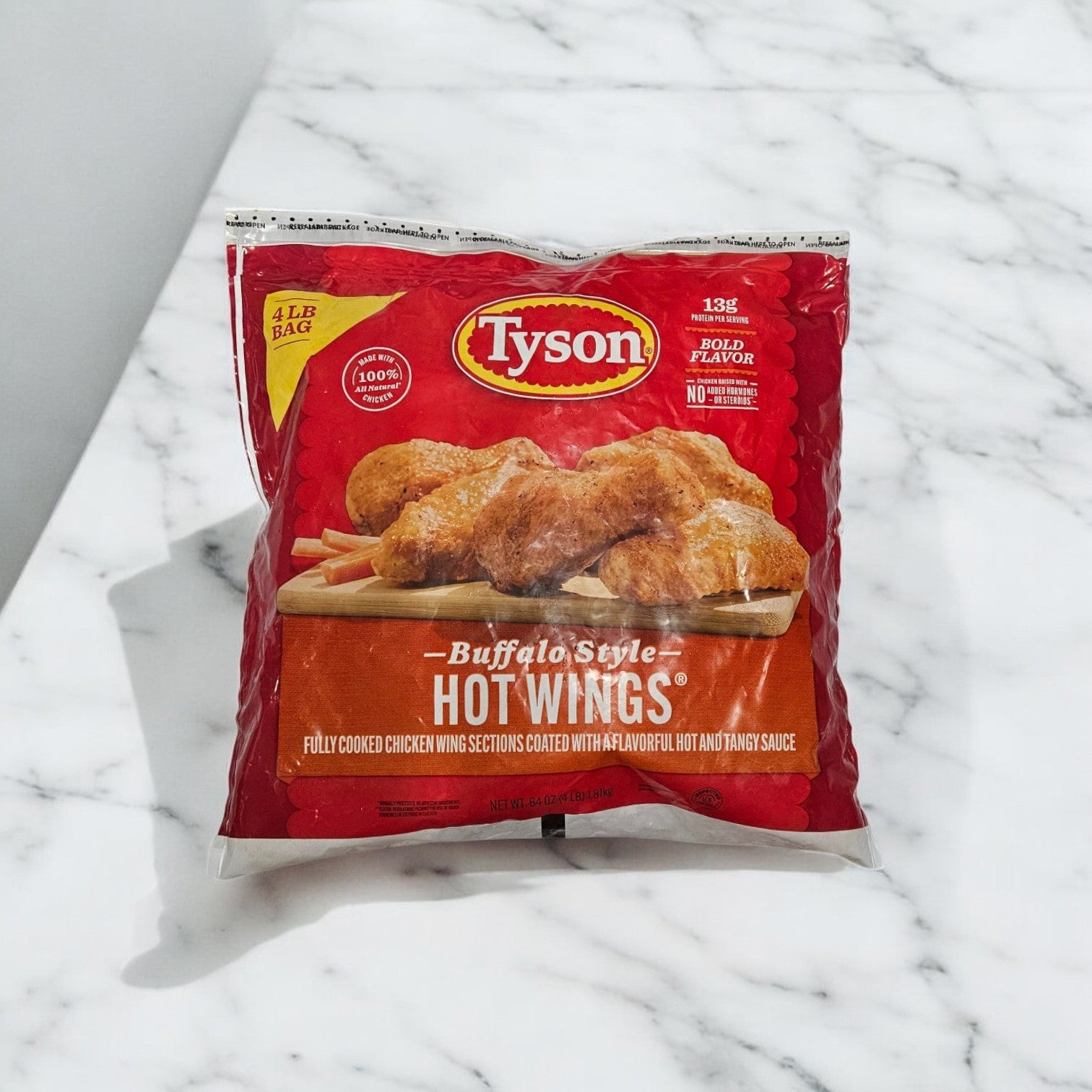 Tyson Buffalo Style Hot Wings, Fully Cooked Chicken Wing, 4lbs. - 1 Bag