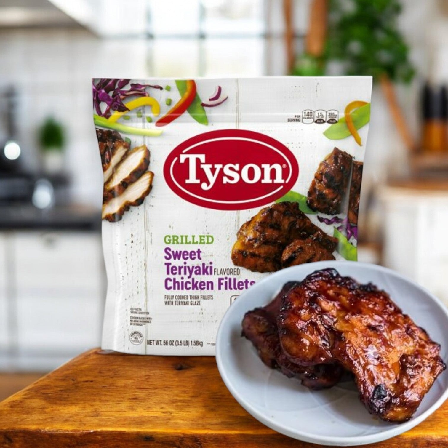 Tyson Grilled Sweet Teriyaki Flavored Chicken Fillets, 3.5 lb. - 1 Case, 4 Packs