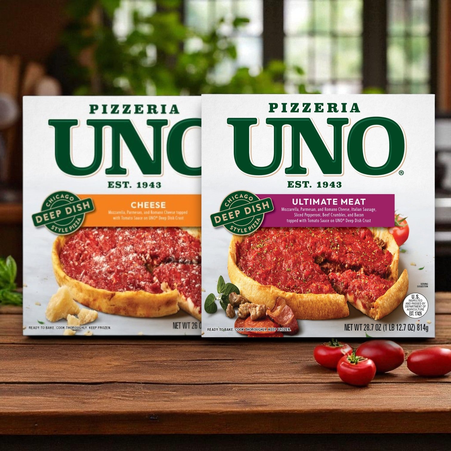 Uno Chicago Style Deep Dish Pizza Combo – Cheese & Ultimate Meat